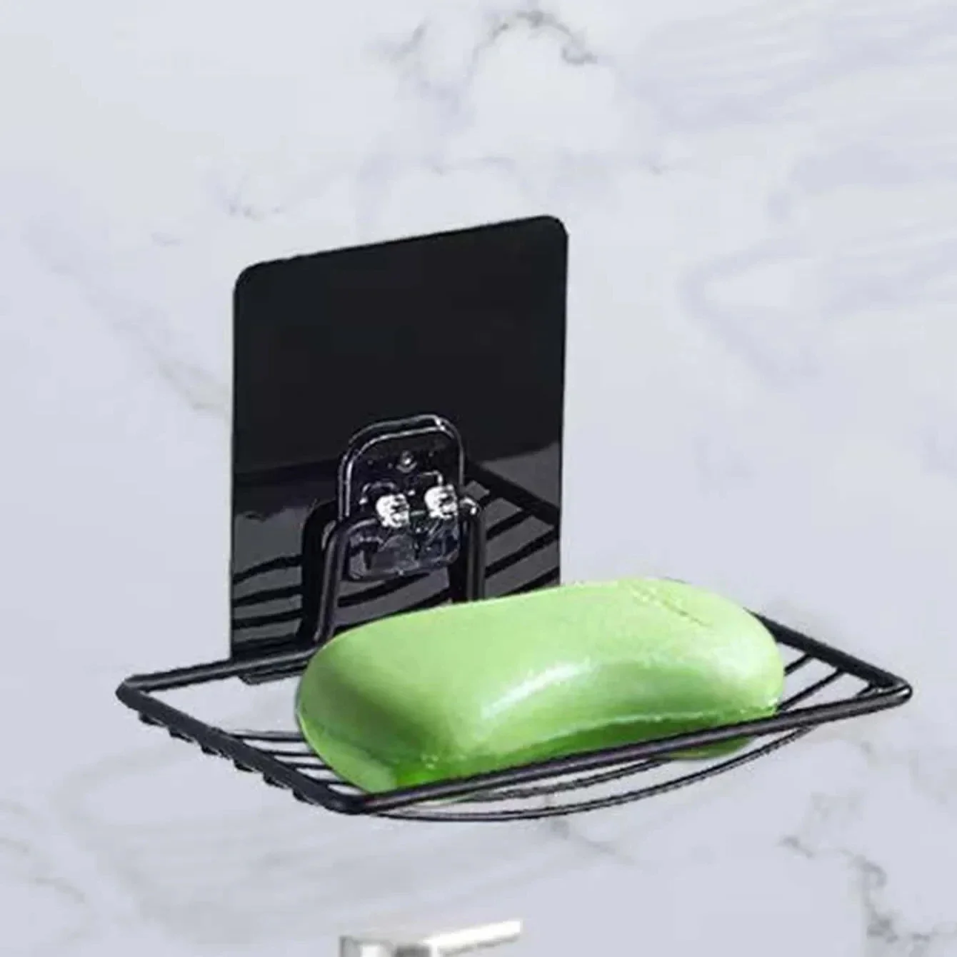 1PC-Stainless Steel Soap Rack Punch-free Nail-free Bathroom Single Layer Drain Wall Hanging Sucker Soap Box Light Luxury Shelf - Image 2