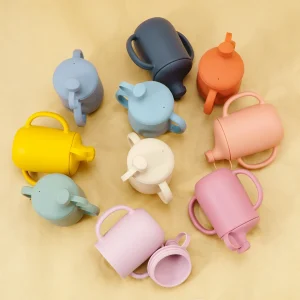 1PCS Kids Silicone Training Baby Sippy Cup Feeding for Children Drinking With Dust Lid Toddler Cups Water Bottle Baby Stuff