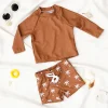 1Pc Long Sleeve Swimsuits Baby Girls Boys Swimwears Summer Set Kids Toddler Learn Swimming Suits Friendly-Skin