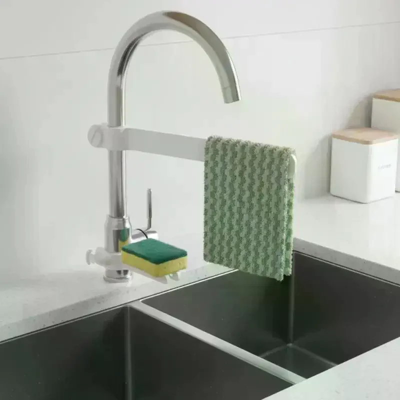 1Pcs Adjustable No-Drill Faucet Towel Rack Universal Mount Holder Space Saver for Kitchen Bathroom Sink Organization - Image 5