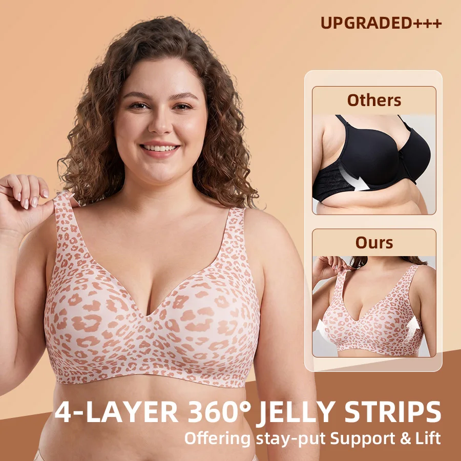 1Pcs Leopard Print Seamless Wireless Bra, Full Coverage Push Up Bralette, Anti-Sagging Breathable Soft Thin Cup for Sports Yoga Daily - Image 8