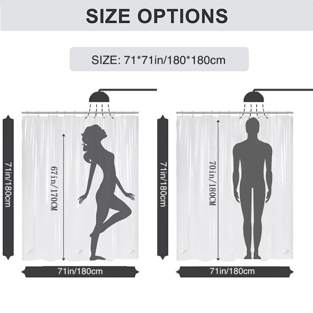 1pc Clear Crystal Shower Curtain Liner PEVA Plastic Luxury Crystal Shower Curtain with Plastic Hooks Water-proof Bath Curtain - Image 2