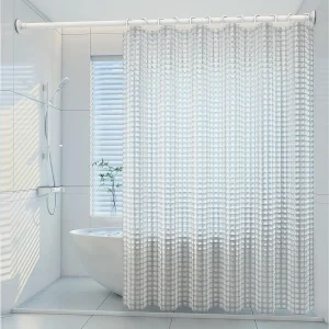 1pc Clear Crystal Shower Curtain Liner PEVA Plastic Luxury Crystal Shower Curtain with Plastic Hooks Water-proof Bath Curtain