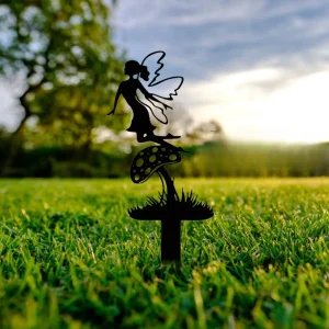 1pc Fascinating Rustic Garden Fairy Metal Sculpture – Great for Outdoor Decoration and Yard, Patio, Lawns, Stunning for Garden