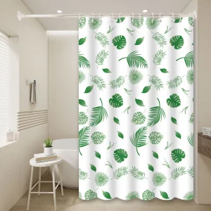 1pc Green Tropical Leaf Popular Shower Curtain Waterproof PEVA Botanical Bathroom Decor