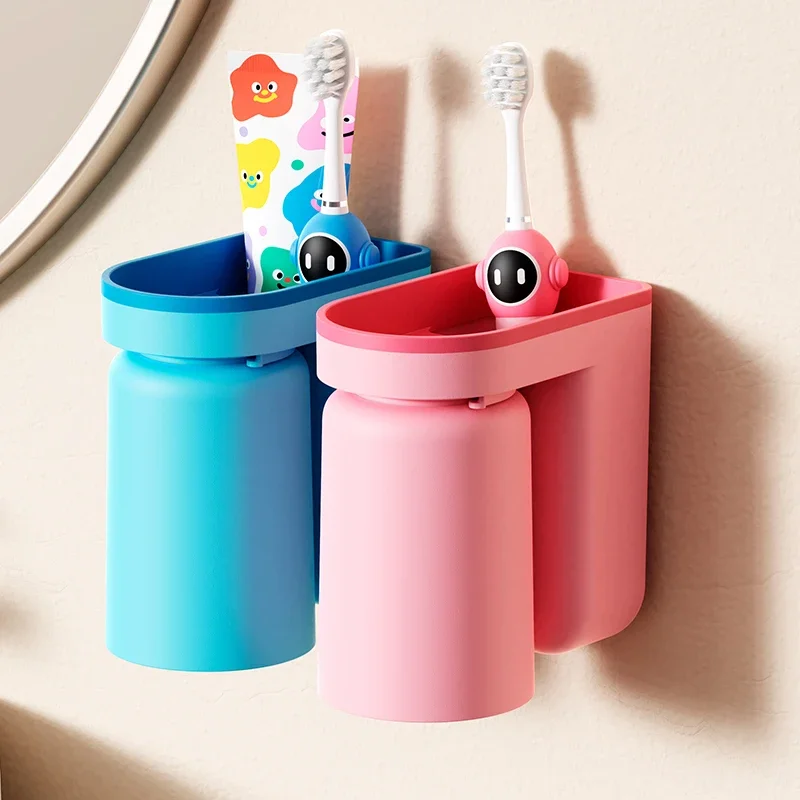 1pc Toothbrush Cup Multi-function Punch-free Toothbrush Holder For Bathroom Wall-mounted Cups Gargle Plastic Home Products - Image 3