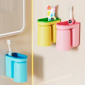 1pc Toothbrush Cup Multi-function Punch-free Toothbrush Holder For Bathroom Wall-mounted Cups Gargle Plastic Home Products