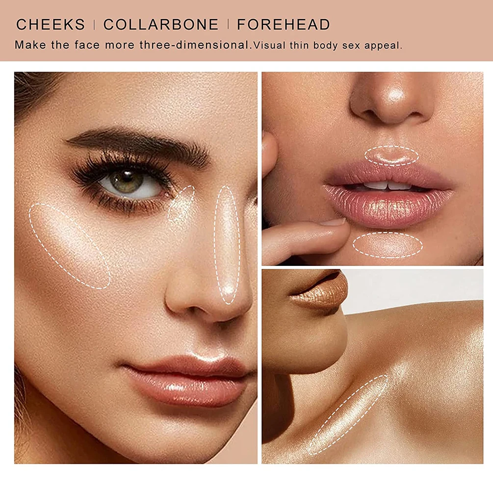 2 Colors Highlight For Face Cosmetic Face Brighten Highlighter Stick Face Contour Bronzer Shimmer Illuminator Stick Makeup Tools - Image 3