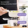 2-in-1 Dual Layer Kitchen Draining Basket with Handle Portable Berry & Tomato Washer Plastic Fruit Washing Bowl Container