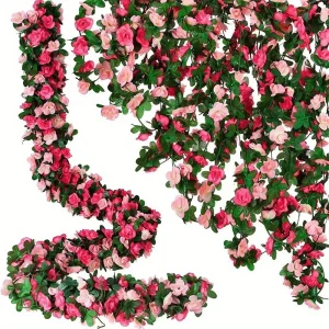 2.5M Rose Artificial Flowers Vine Fake Plants for Home Room Garden Wedding Decoration Outdoor Arch Rattan DIY Garland Accessory