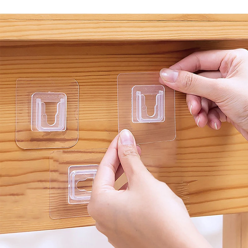 20/10Pcs Double Sided Adhesive Wall Hooks Waterproof Transparent Suction Cup Storage Hook For Kitchen Bathroom Organizer Holders - Image 3