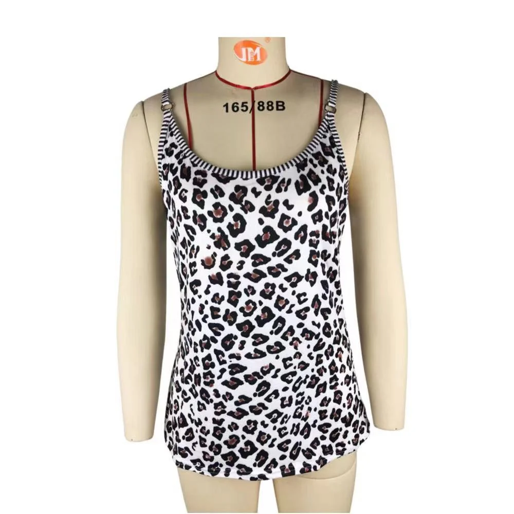 2023 Women Summer Fashion Clothing Casual Loose Sleeveless Suspenders Striped Cheetah Print Cami Top Sexy Tank Top Y2k - Image 5