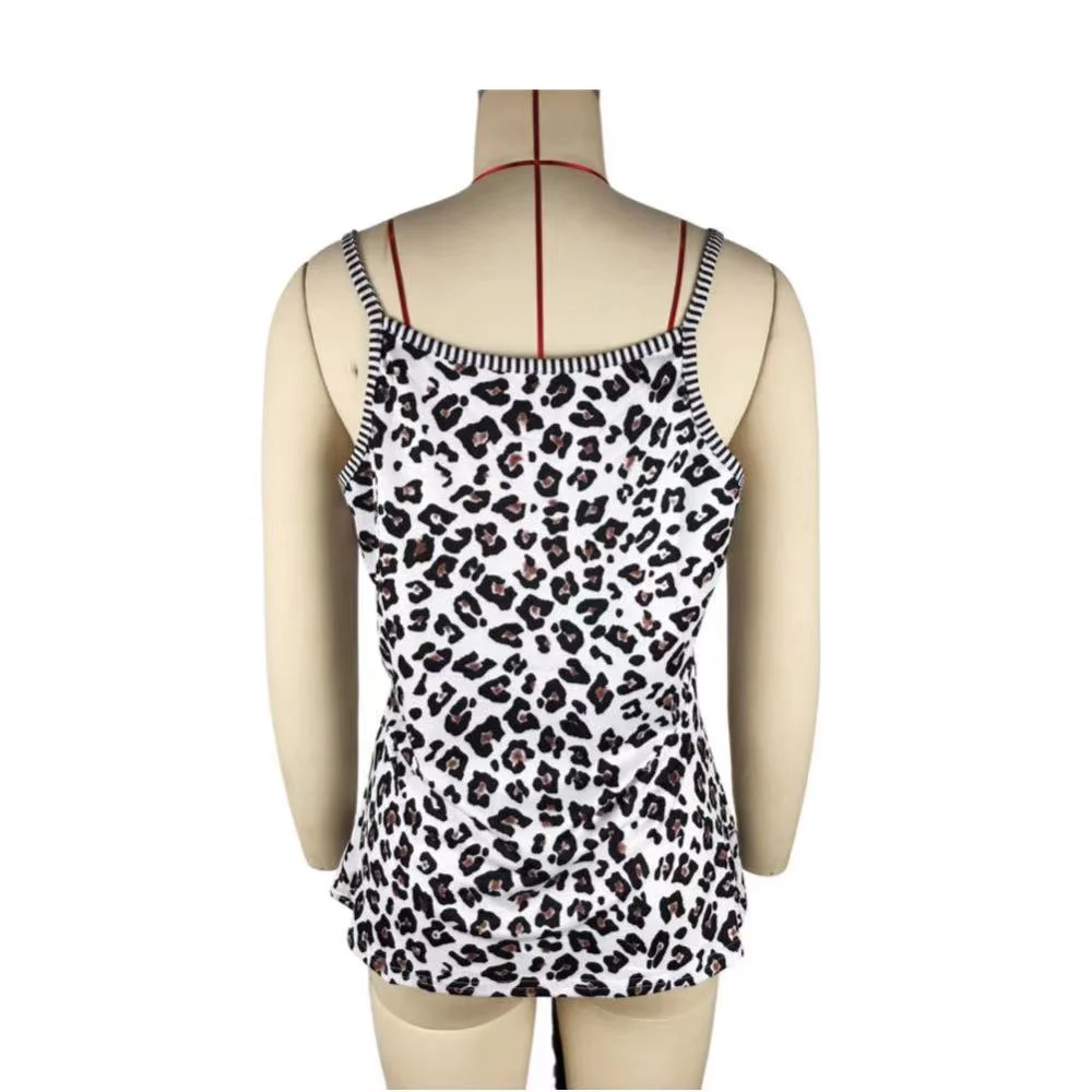 2023 Women Summer Fashion Clothing Casual Loose Sleeveless Suspenders Striped Cheetah Print Cami Top Sexy Tank Top Y2k - Image 6