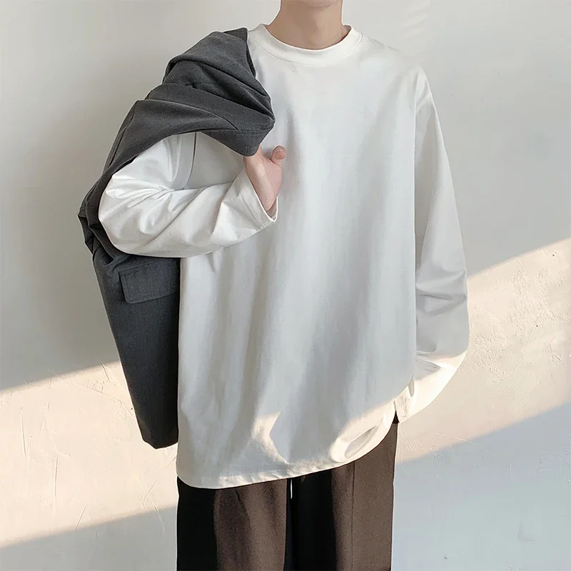2024 Spring T-Shirts Men Long Sleeves Cotton Tops Male Tees Basic Plain Tshirts Women Tee Shirts Underwears XS-5XL - Image 4