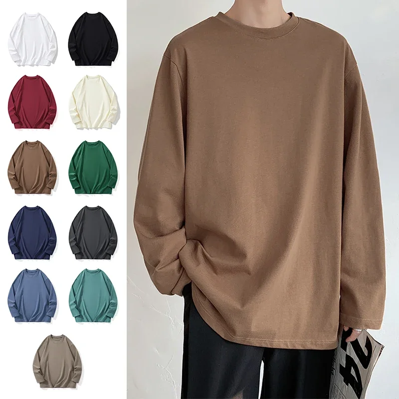 2024 Spring T-Shirts Men Long Sleeves Cotton Tops Male Tees Basic Plain Tshirts Women Tee Shirts Underwears XS-5XL - Image 3