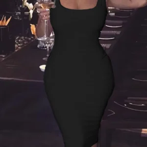 2024 Summer Sexy Tank Top Dress European and American Plus Size Solid Color Women's Sleeveless Mini Dress