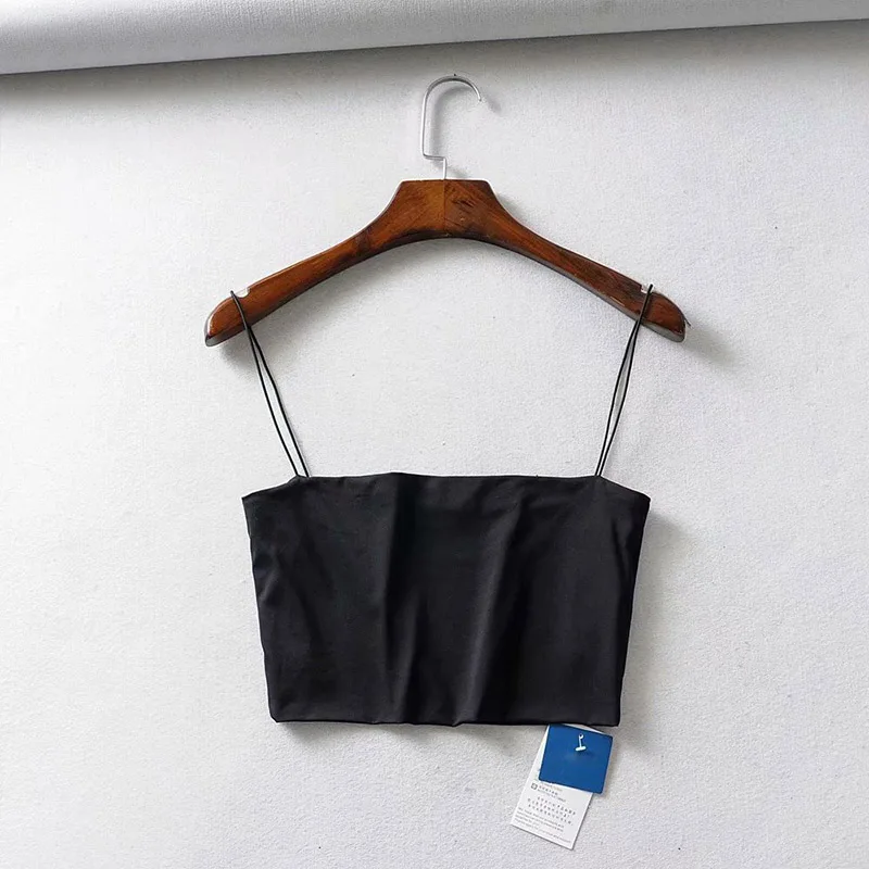 2024 Summer Women's Crop Top Sexy Elastic Cotton Camis sleeveless Short Tank Top Bar - Image 2