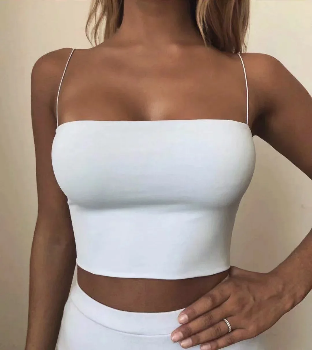 2024 Summer Women's Crop Top Sexy Elastic Cotton Camis sleeveless Short Tank Top Bar - Image 4
