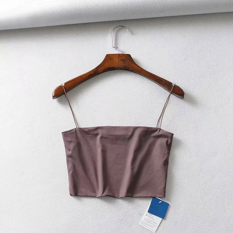 2024 Summer Women's Crop Top Sexy Elastic Cotton Camis sleeveless Short Tank Top Bar - Image 3