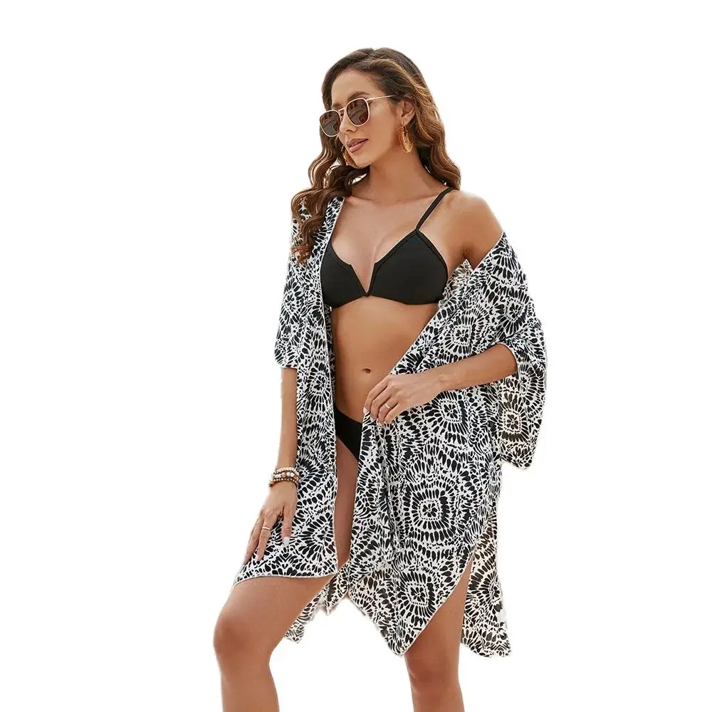 2024 Women's boho Kimono Cardigan Loose Coverups Beach Swim Bikini Bathing Suit Cover Ups Blouse for Swimwear Resort Wear - Image 3