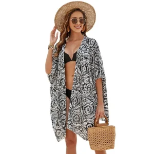 2024 Women's boho Kimono Cardigan Loose Coverups Beach Swim Bikini Bathing Suit Cover Ups Blouse for Swimwear Resort Wear