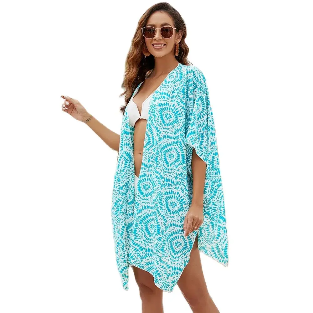 2024 Women's boho Kimono Cardigan Loose Coverups Beach Swim Bikini Bathing Suit Cover Ups Blouse for Swimwear Resort Wear - Image 5
