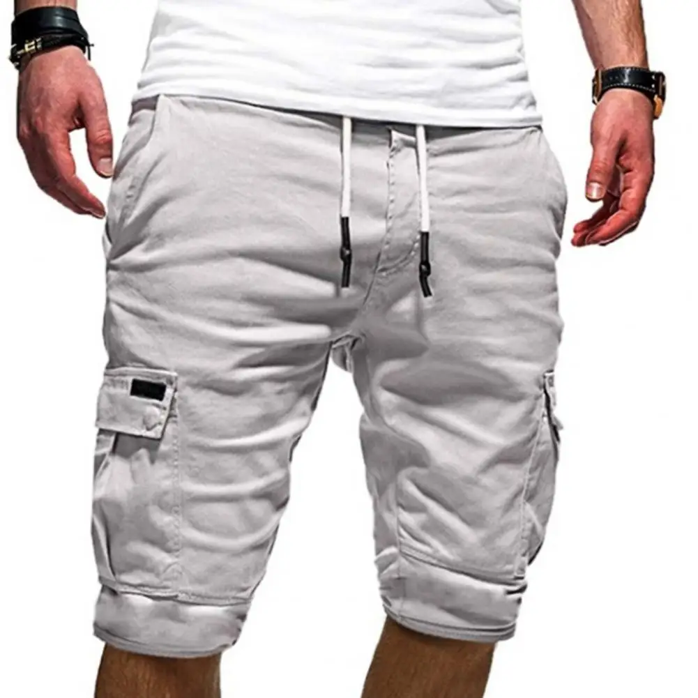2025 Men Outdoor Cargo Shorts Solid Color Multi Pockets Men Loose Drawstring Shorts For Jogging Summer Short Casual Pants - Image 3