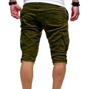 2025 Men Outdoor Cargo Shorts Solid Color Multi Pockets Men Loose Drawstring Shorts For Jogging Summer Short Casual Pants