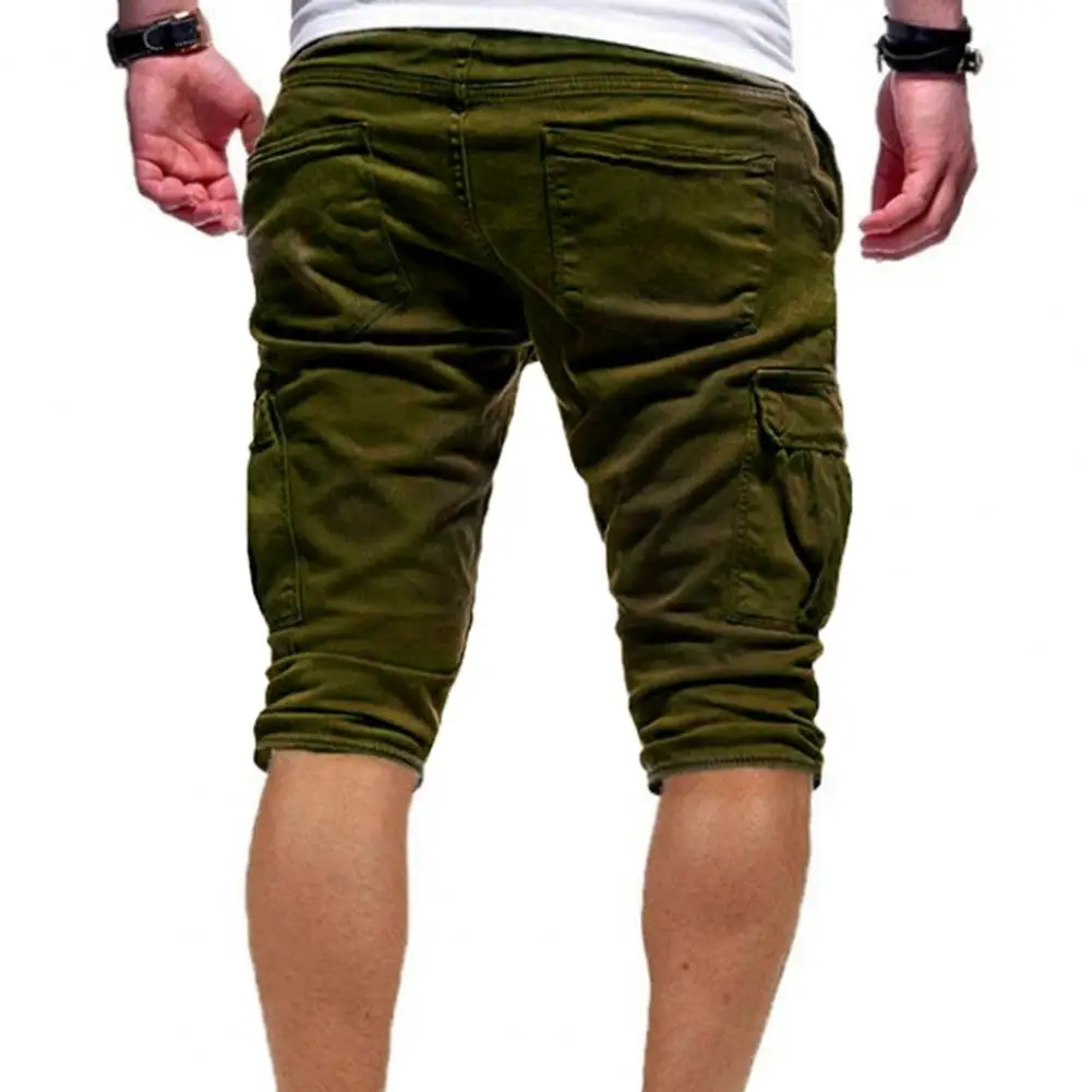 2025 Men Outdoor Cargo Shorts Solid Color Multi Pockets Men Loose Drawstring Shorts For Jogging Summer Short Casual Pants