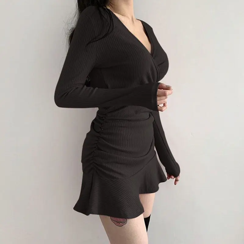 2025 New V Neck Polyester Dress Woman Summer Fashion Long Sleeve Dress Women's Dress Loose Korean Style Women Shirts - Image 4