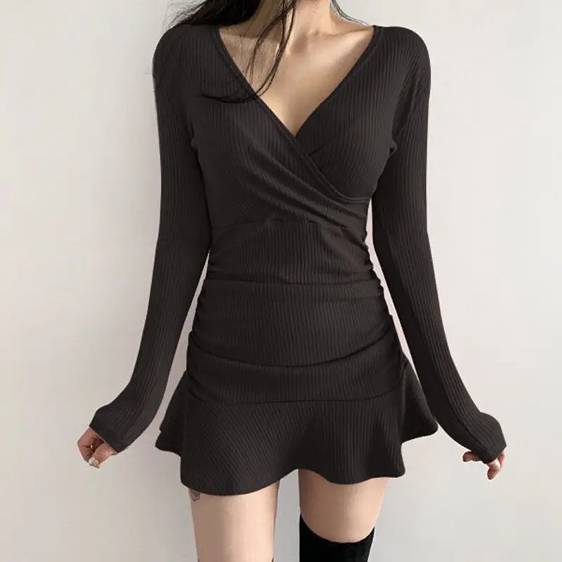 2025 New V Neck Polyester Dress Woman Summer Fashion Long Sleeve Dress Women's Dress Loose Korean Style Women Shirts - Image 5