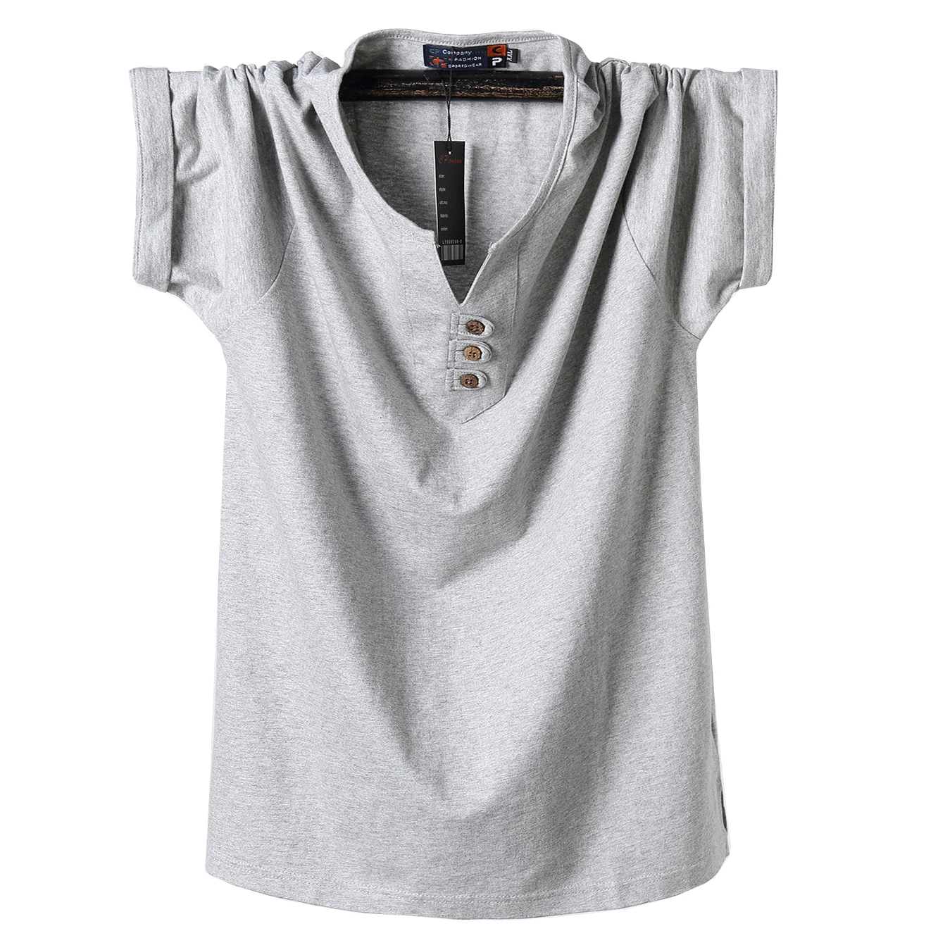 2025 Summer Men T Shirt Button Slim Fit Fashion Cotton Short Sleeve T Shirts Men V Neck Casual T-Shirt Solid 6xl 7xl 8xl Tee Top - Image 5