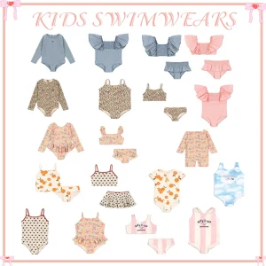 2026 KS Summer Baby Swimwears Toddler Boy Girls Bikinis Sunscreen Beachwear Short Sleeve Floral Fruit Bathing Swimsuit Surfing