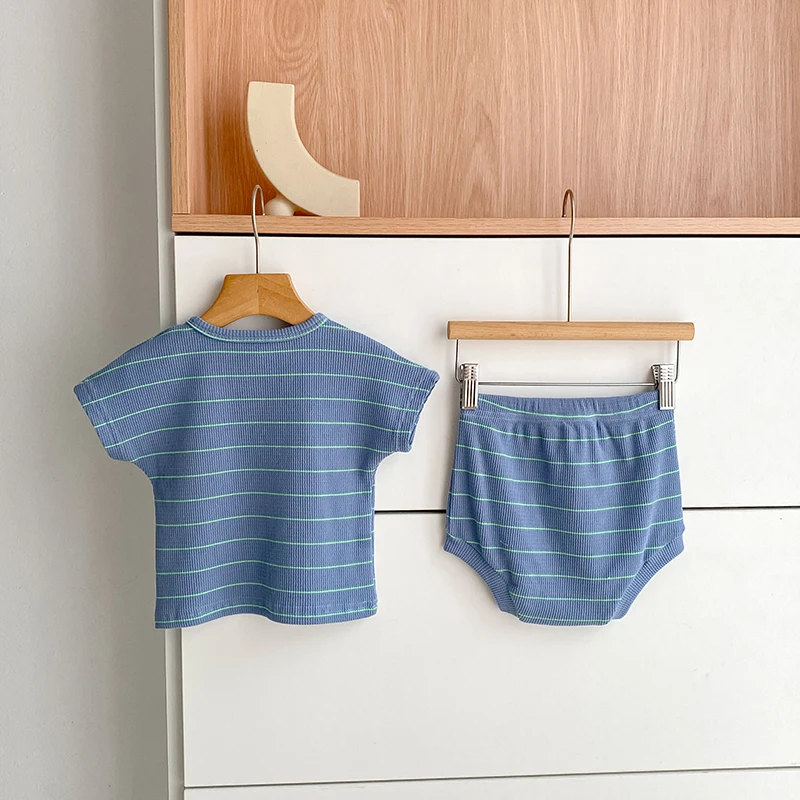 2026 Summer Baby Clothing Set Baby Boy Cute Clothing Set 0-24M Striped Tee and Shorts 2 Pcs Boy Clothes Suit - Image 5
