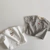 2026 Summer Baby T Shirts 0-3Y Cute Embroidered Big Eyes Boys Girls Cottpn Tee Tollder Kids Striped Tops Infant Clothes