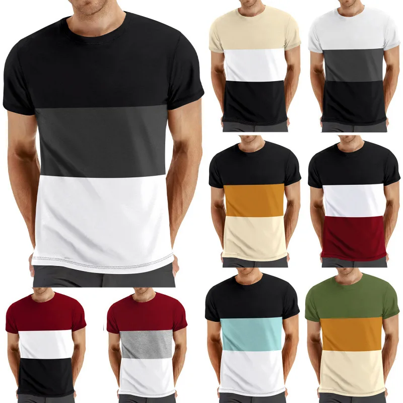 2026 Summer Men's Solid Color Casual Round Neck T-shirt Outdoor Sports Running Fitness Breathable Comfortable Short Sleeve Top - Image 3