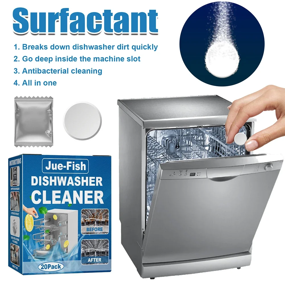 20PCS Dishwasher Cleaner Strong Oil Stain Odor Removal Descaling Detergent Tablets Kitchen Deep Cleaning Tools Washing Machi - Image 2