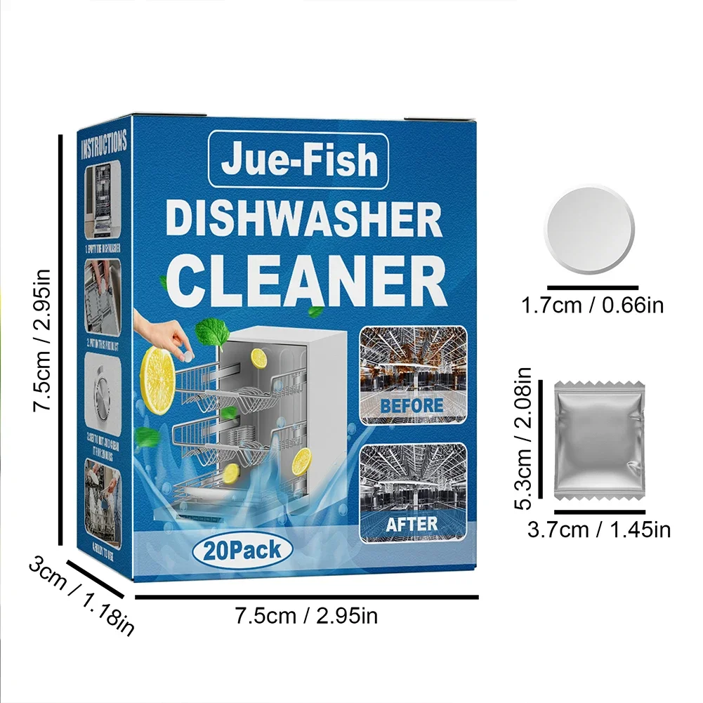 20PCS Dishwasher Cleaner Strong Oil Stain Odor Removal Descaling Detergent Tablets Kitchen Deep Cleaning Tools Washing Machi - Image 6