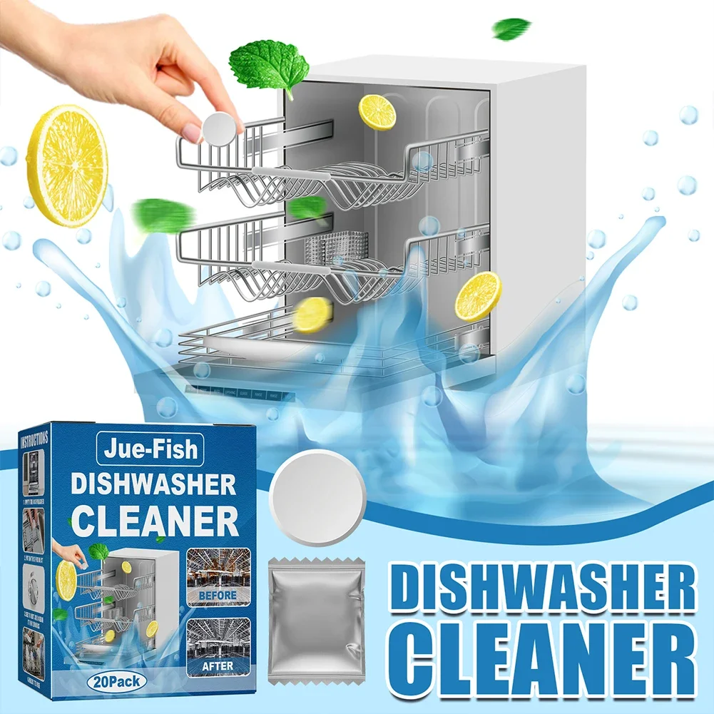 20PCS Dishwasher Cleaner Strong Oil Stain Odor Removal Descaling Detergent Tablets Kitchen Deep Cleaning Tools Washing Machi - Image 3