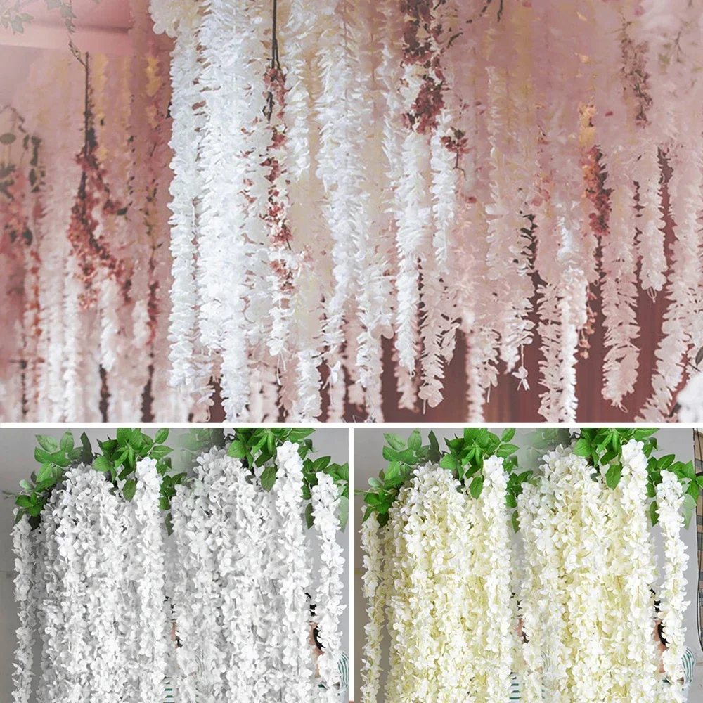 20PCS/10PCS Artificial Silk Wisteria Flower Garland Fake Hanging Wisteria Plant Vine for Garden Party Wedding Home Decoration - Image 4