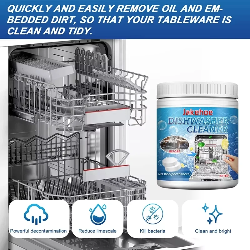 20pcs Dishwasher Cleaning Tablets Stubborn Dirt Oil Stains Peculiar Smells Removal Deodorizer Cleaner Household Kitchen Supplies - Image 2