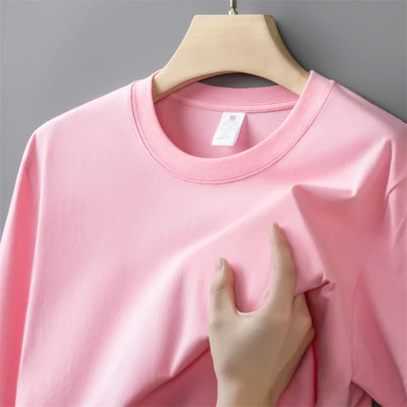 230g Men's Oversized Thick Round Neck T-shirt Summer Short Sleeved T-shirt Pure Cotton Solid Color Top Casual Versatile T-shirt - Image 2