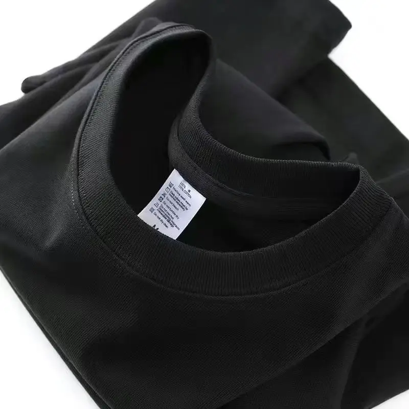 260G Heavy T-shirt Autumn Solid Color White Short-sleeved Men's Trend Ins Pure Cotton Round Neck Loose Japanese Bottoming Shirt