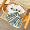 2Pcs Newborn Baby Clothes Sets Cotton T-shirt+Shorts Letter Colorful Striped Holiday Boy Girl Summer Casual Infant Suit 0-3Y