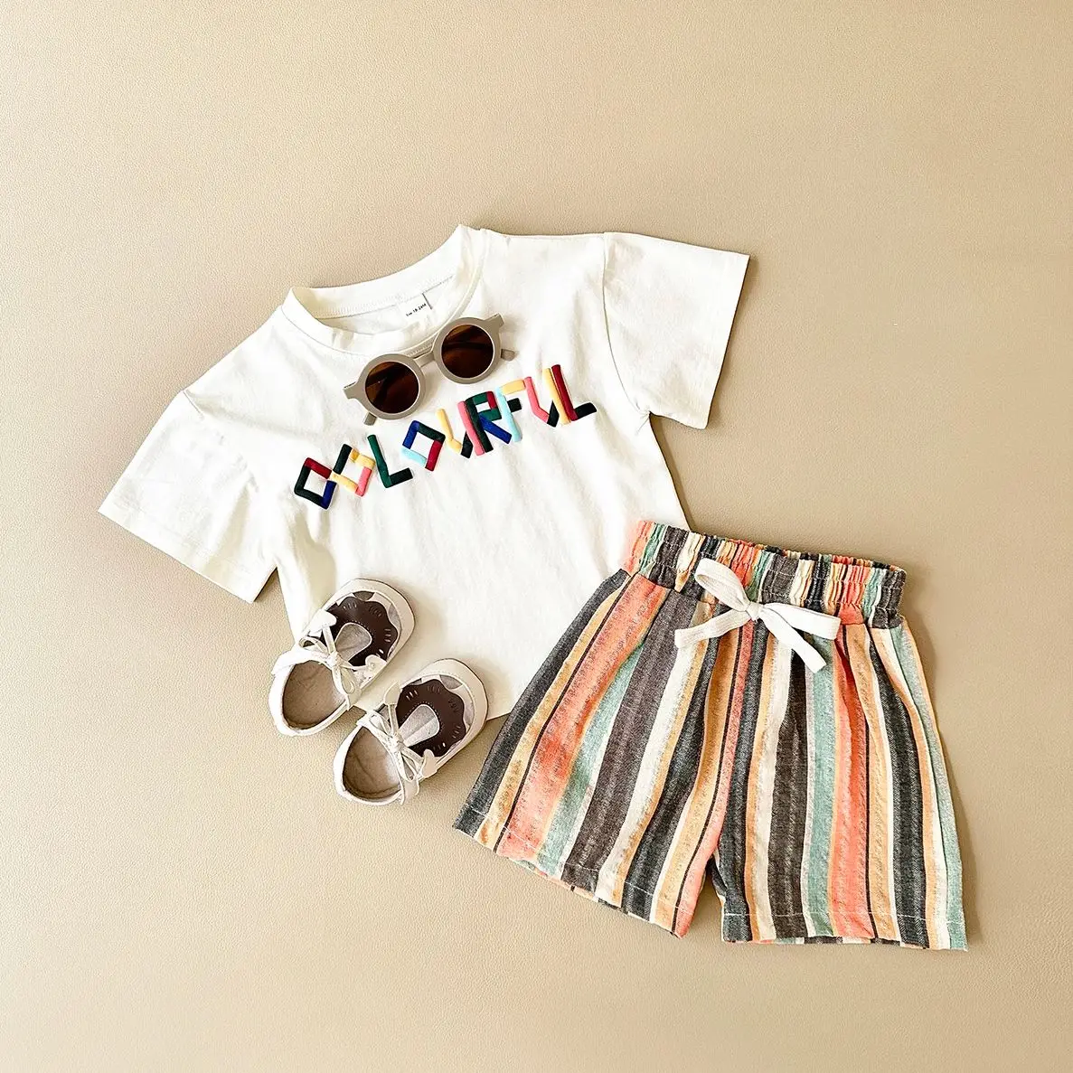 2Pcs Newborn Baby Clothes Sets Cotton T-shirt+Shorts Letter Colorful Striped Holiday Boy Girl Summer Casual Infant Suit 0-3Y - Image 4