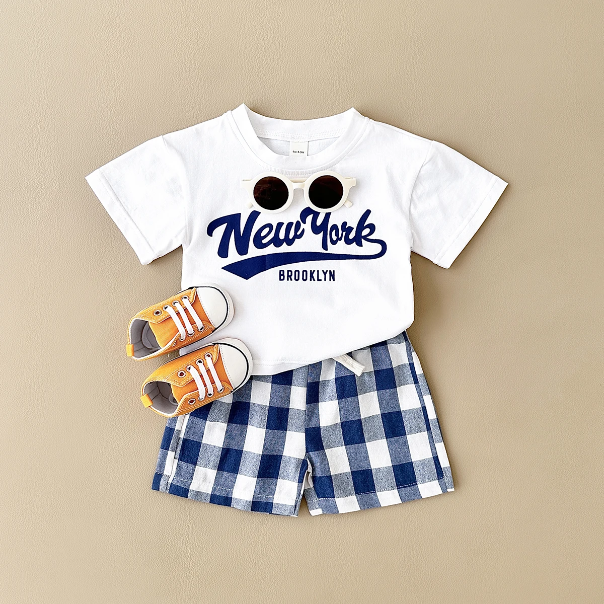 2Pcs Newborn Boys Baby Clothing Set Casual Letter Printed Short Sleeved T-shirt+Checkered Shorts Girls Infant Outfit 0-3Y - Image 2