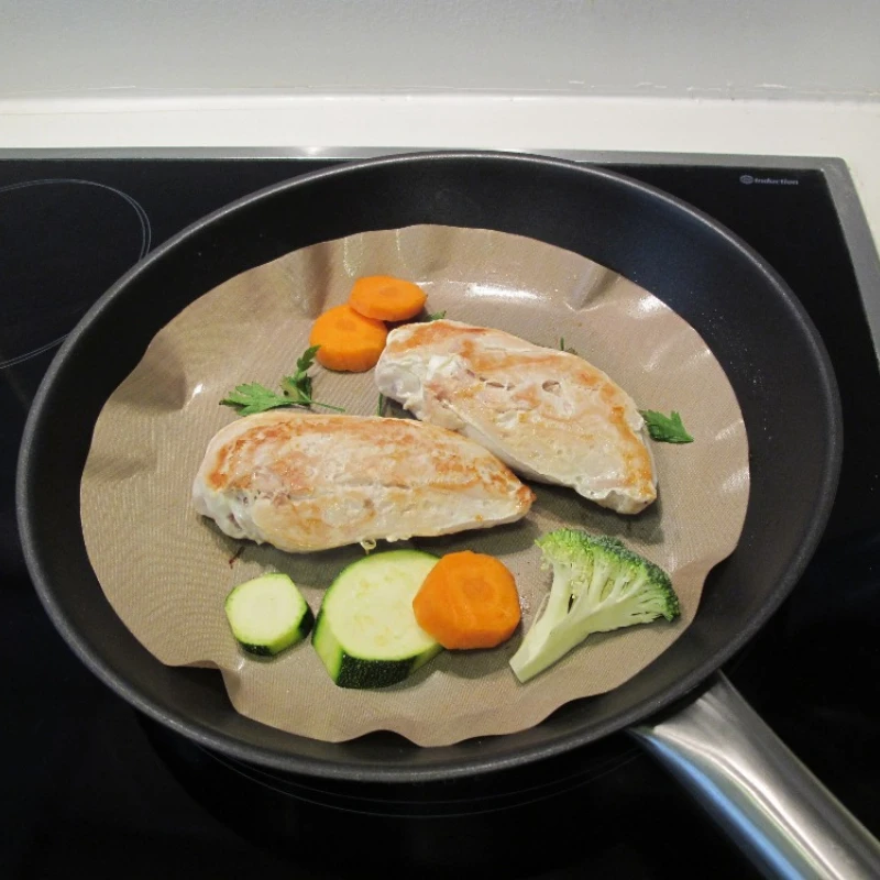 2pcs Reuseable Non-stick Mat Pan Fry Liner Sheet Cooking Wok Sheet Pad Kitchen BBQ Baking Mats Cooking Tool Round cooking - Image 5
