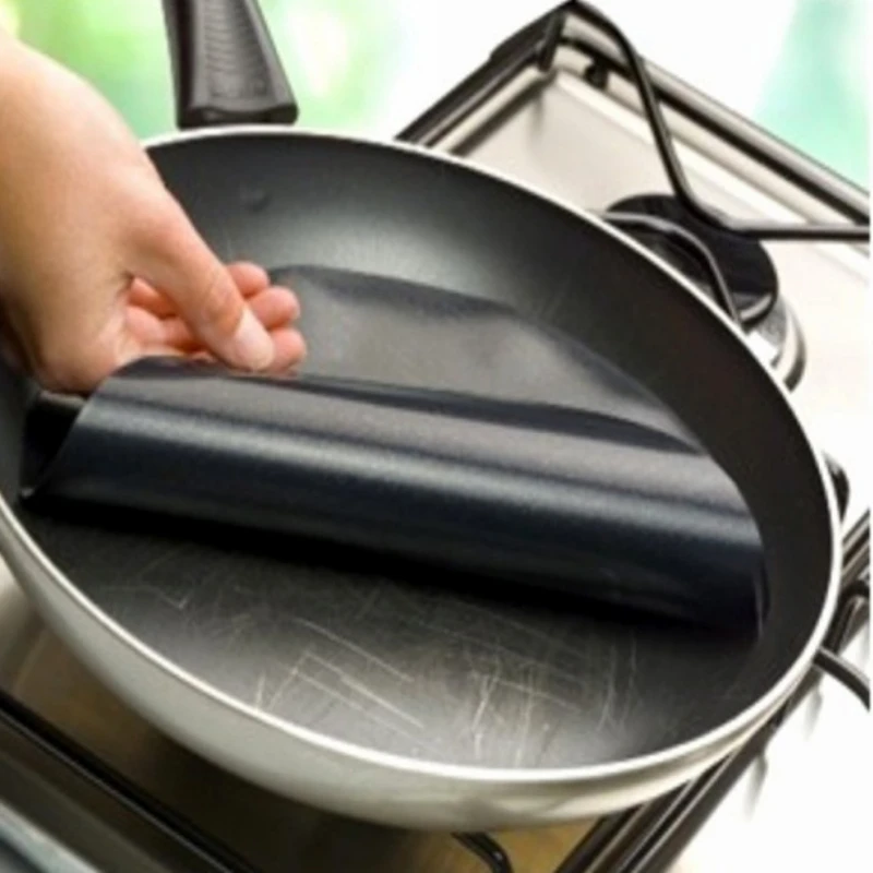 2pcs Reuseable Non-stick Mat Pan Fry Liner Sheet Cooking Wok Sheet Pad Kitchen BBQ Baking Mats Cooking Tool Round cooking