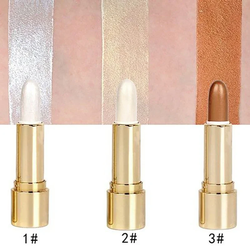 3 Colors 3D Face Brighten Highlighter Bar Cosmetic Face Contour Bronzer Shimmer Highlighter Stick Concealer Cream Makeup Tool - Image 3