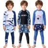3 PCS Set Swim Wear For Boys Kids Swimsuits Toddler 2 3 4 5 6 7 8 9 Years Long Sleeve Swimming Shirt+Shorts+Pants Bathing Outfit